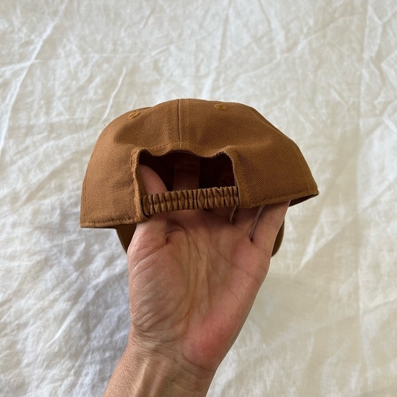 Carhartt Infant Stretch Elastic Back Hat Brown Solid Logo Patch 6 Panel - Picture 3 of 7